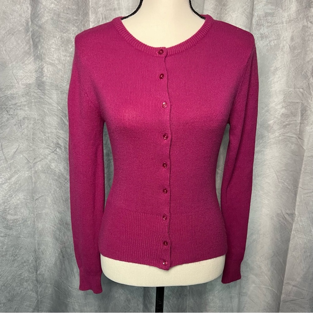 Airport Clothing Company Raspberry Button Down Cardigan - size Medium
